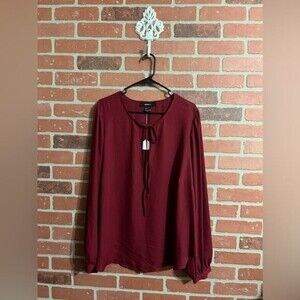 Forever 21 | Long Sleeve Burgundy Chiffon Blouse